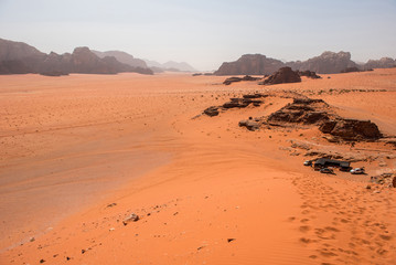 Fototapeta na wymiar Rocks and desert. Wadi Rum, Jordan
