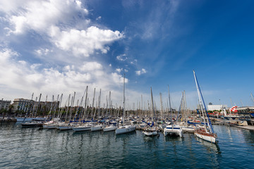 Fototapeta na wymiar Port Vell - Waterfront harbor in Barcelona Spain