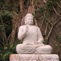 ornate buddha statues in the marble mountains of danang