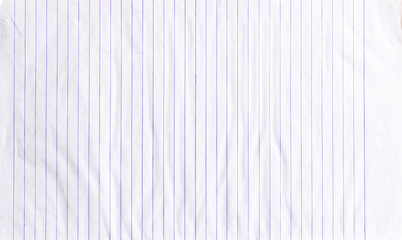 White lined sheet of notepad crumpled paper background