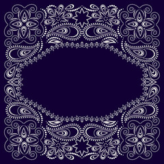 Bandana paisley design - blue and white  ornament. Traditional ornamental floral pattern. Vector print square.