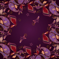 Bandana - paisley and butterflies print square. Vector colorful background. Traditional pattern.