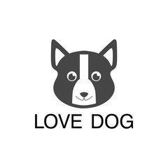 Cute dog and word love god, icon or logo