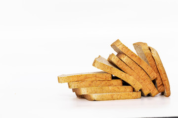 Sliced whole wheat bread isolated on white