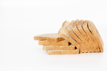 Sliced whole wheat bread isolated on white