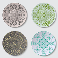 Plate with ornament in abstract style. Classic plate with ornament, great design for any purposes. Vector isolated illustration. Abstract vector background