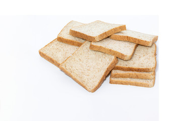 Sliced whole wheat bread isolated on white