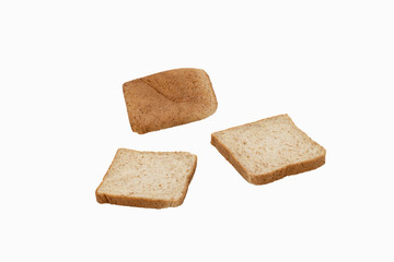 Sliced whole wheat bread isolated on white