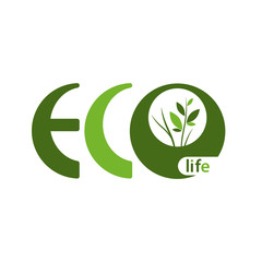 Eco Life Logo or Label. Vector Illustration.
