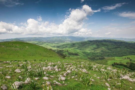 Landscape with clouds and sky, Fundong, North-West Region, Cameroon, Africa