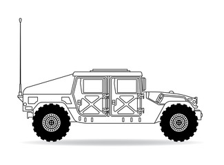 Geländewagen Militär Armee Kontur Outline 