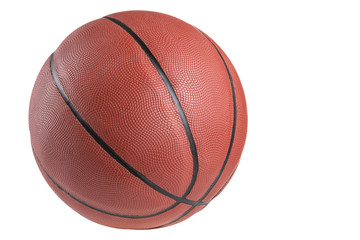 brown rubber ball for basketball, on a white background, isolate