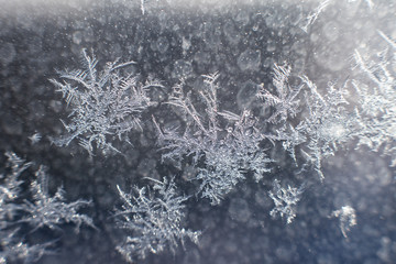 snow pattern on the glass from frost