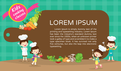Fototapeta premium Kids Cooking class certificate banner templaet