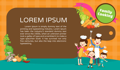 happy family cooking with banner templaet 2