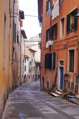 Fototapeta na wymiar Typical street in the center of Poggibonsi, Tuscany, Italy