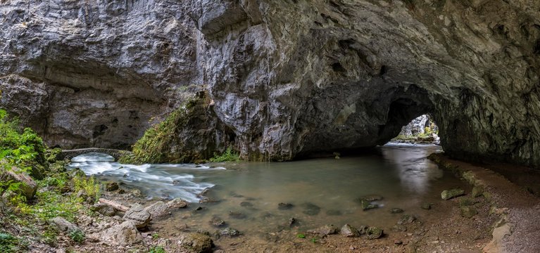Bridge and path in Zelske Jama cave, River Rak, Rakov Skocjan, Littoral&sbquo;&Auml;&igrave;Inner Carniola Statistical Region, Slovenia, Europe