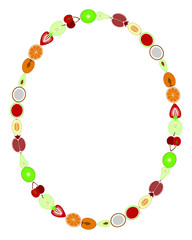 Set of vegetables and fruits icons illustration frame background on white vector