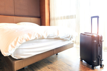 Interior of modern hotel room.