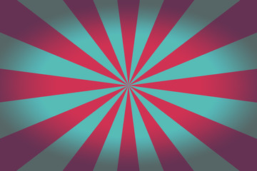 Background with retro red and turquoise rays