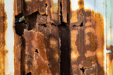 Rusted sheet of metal and grunge texture. Corrosion and oxidized background. 