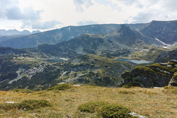 Fototapeta na wymiar Landscape of Green Hills of Rila Mountan near The Seven Rila Lakes, Bulgaria