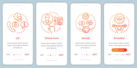 Living assistance onboarding mobile app page screen vector template