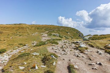 Landscape of Green Hills of Rila Mountan near The Seven Rila Lakes, Bulgaria