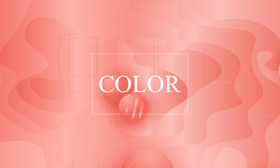Coral color background. Fluid shapes pattern.