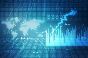 2d rendering Stock market online business concept. business Graph 