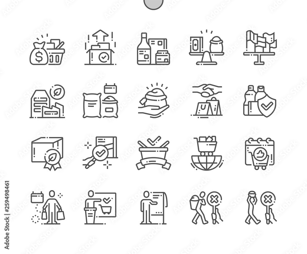 Poster world fair trade day well-crafted pixel perfect vector thin line icons 30 2x grid for web graphics a