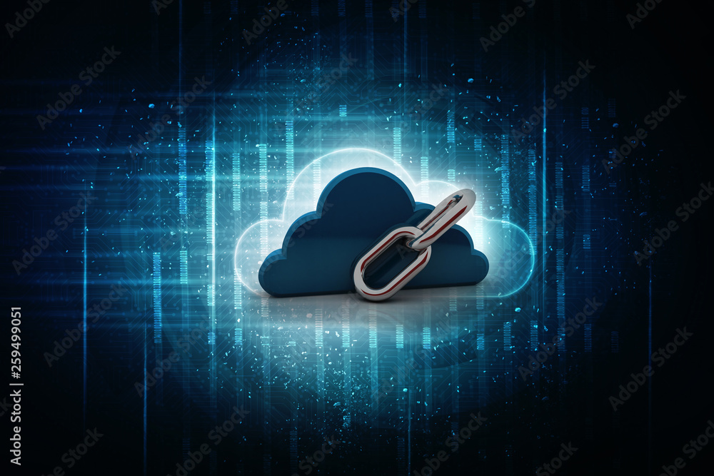 Poster 3d rendering cloud computing, security