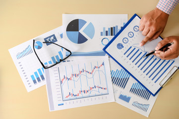 research documents with analytics data Brainstorm Meeting Businessman financial report