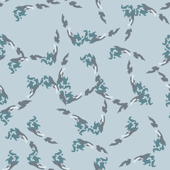 Winter camouflage of various shades of white, blue and grey colors