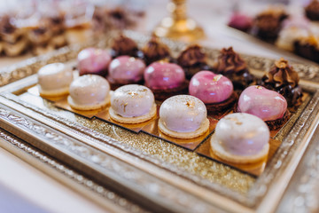 Sweet desserts on the festive table. Sweet buffet.