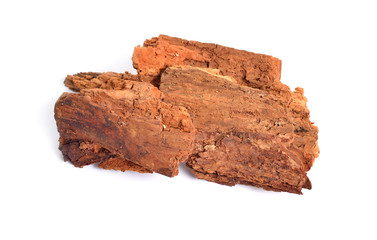 Rotten wood of Salix alba or white willow For beekeeping. Isolated on white background