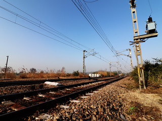 Fototapeta na wymiar Railroad track perspective view.