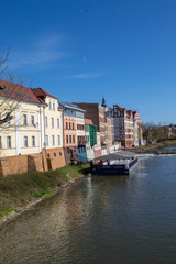 Fototapeta na wymiar River Oder View in Opole City Center Near the Market Square also known as Opole Venice