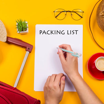 Prepare for travel and pack your travel case concept