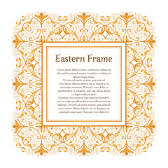 Eastern gold vintage square frame. Vector islamic golden elements for decoration design template