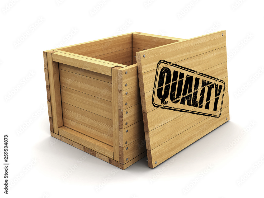 Poster wooden crate with stamp quality. image with clipping path