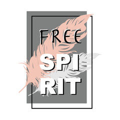 typography slogan print with feather silhouette
