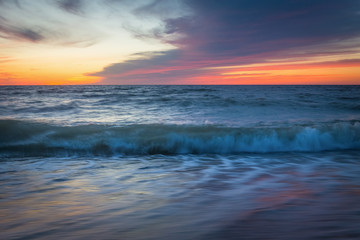 Sunset on the Baltic seacoast. Curonian Spit