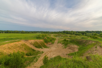 Old abandoned sand open pit. Used as mototrack now