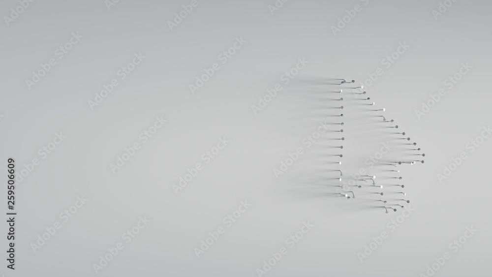 Poster various of metal nails in shape of mouse pointer