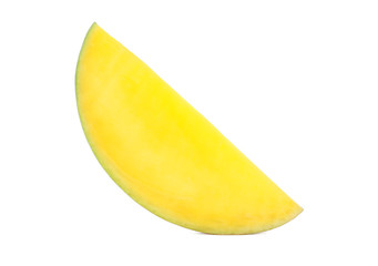 Fresh mango slice isolated on white background, closeup