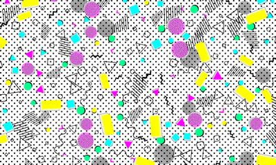 Pop art color background. Memphis pattern