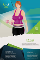 Young girl in fitness sportswear. A professional and modern “Fitness Flyer/Gym flyer” perfect for any Fitness & Gym, beauty center, hair salon / stylist or fashion consultancy activity.