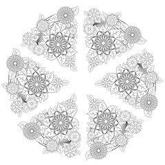 Mandala isolated design element, geometric line pattern. Stylized floral round ornament.