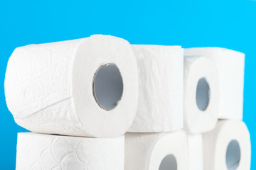 Simple toilet paper, close up side view